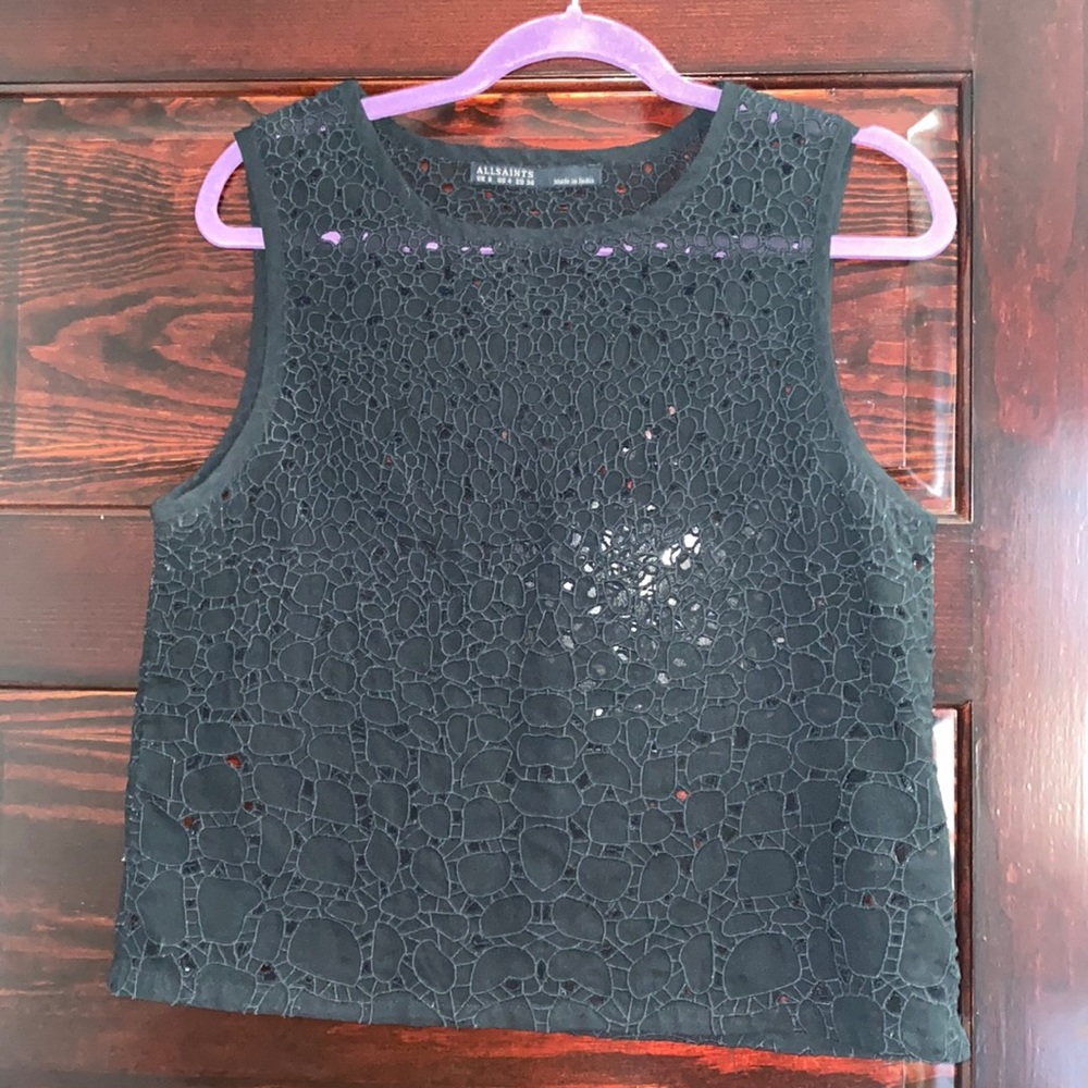 All Saints Cutout Black Sleeveless Blouse